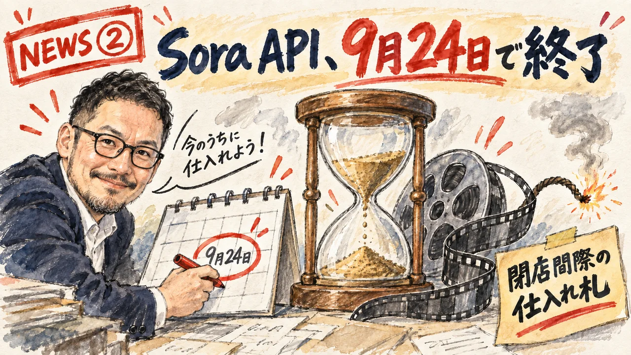 Sora APIの終了まで残りわずかというイメージ