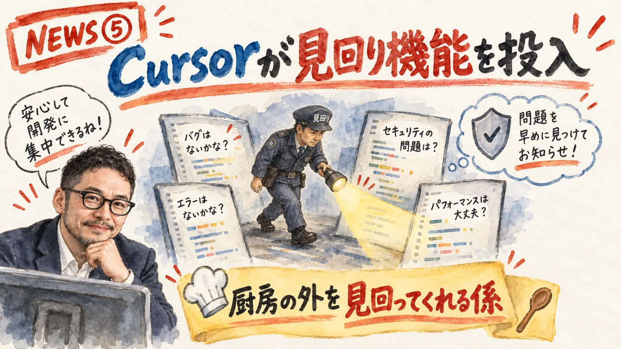Cursor RolloutsとSecurity Reviewのイメージ図解
