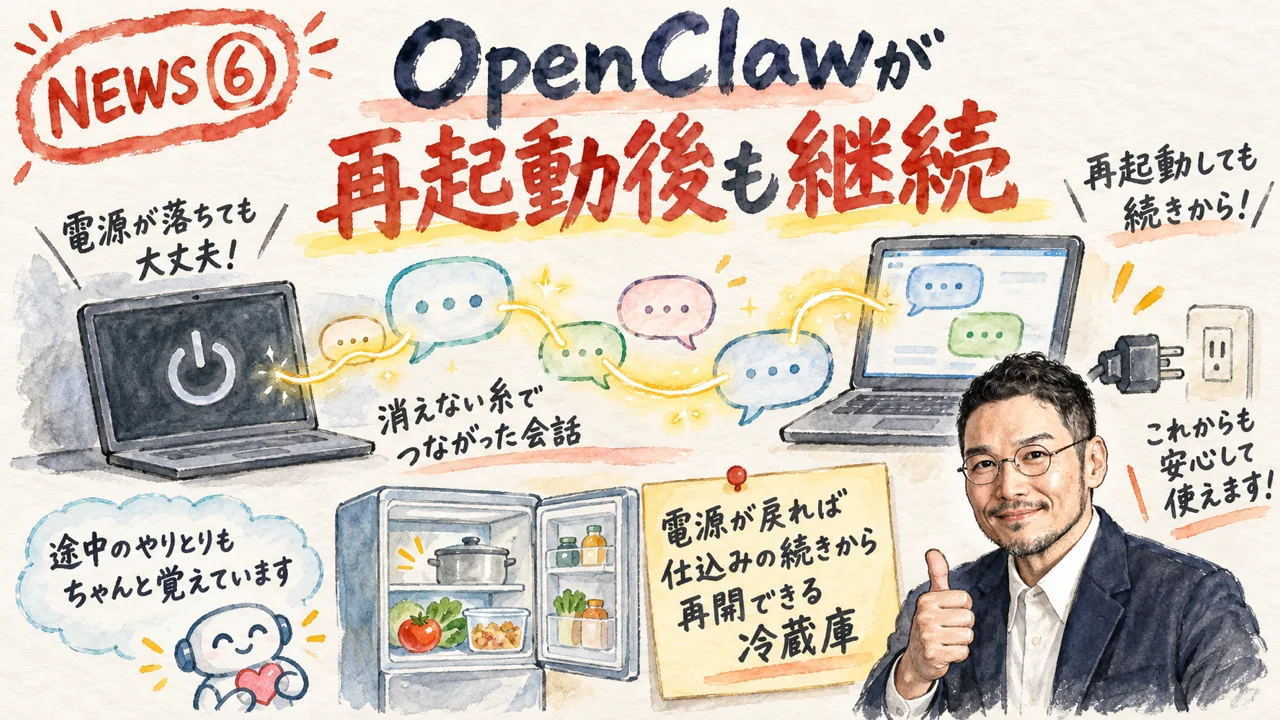 OpenClaw 2026.9.6のrestart recovery機能イメージ図解
