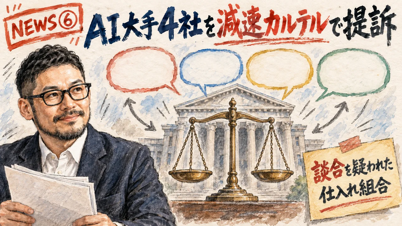 AI大手4社が提訴されているイメージ