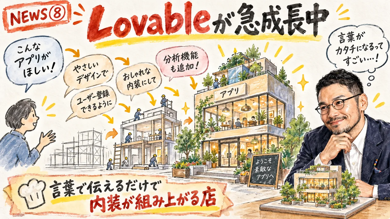 Lovableの年間売上高600億円ペース到達イメージ図解