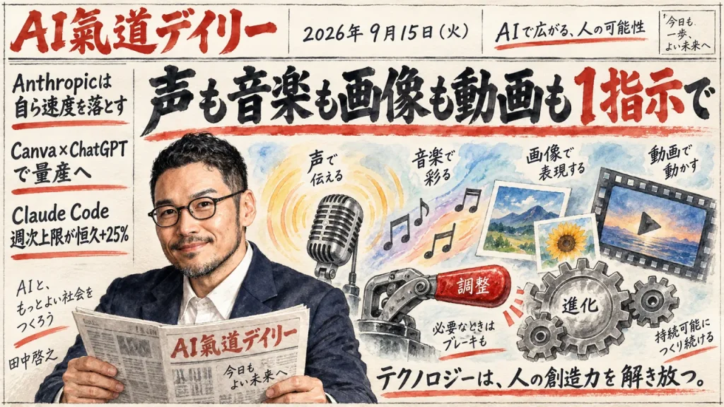 AI氣道デイリー 声も音楽も画像も動画も1指示で 新聞風アイキャッチ