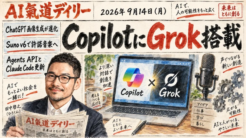 AI氣道デイリー CopilotにGrok搭載 新聞風アイキャッチ