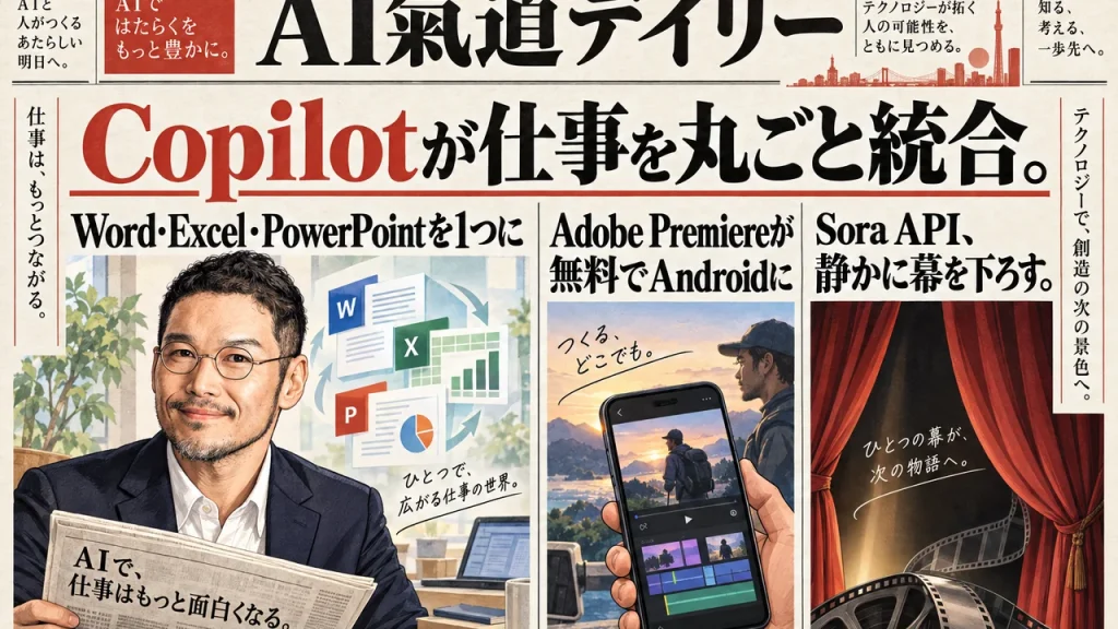 AI氣道デイリー新聞風アイキャッチ Copilotが仕事を丸ごと統合