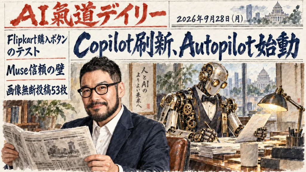 Microsoftが「Copilot」を3構成に刷新、常駐エージェントAutopilotが始動【最新AIニュース解説】2026年9月28日号