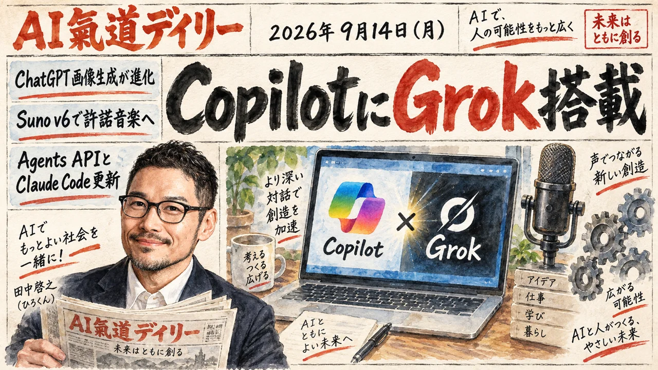CopilotのGrok追加など新調された5つのAIツールのニュース図解