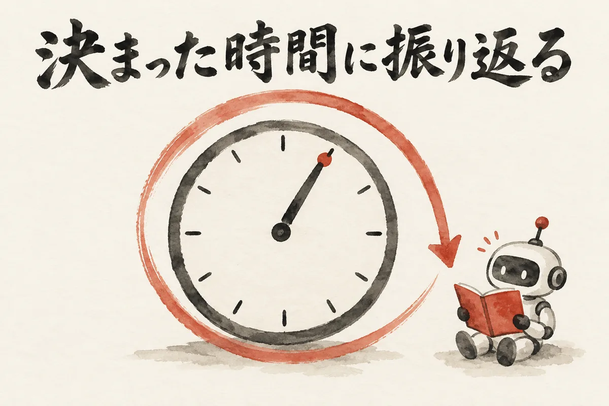 決まった時間にAIが振り返りをするイメージ