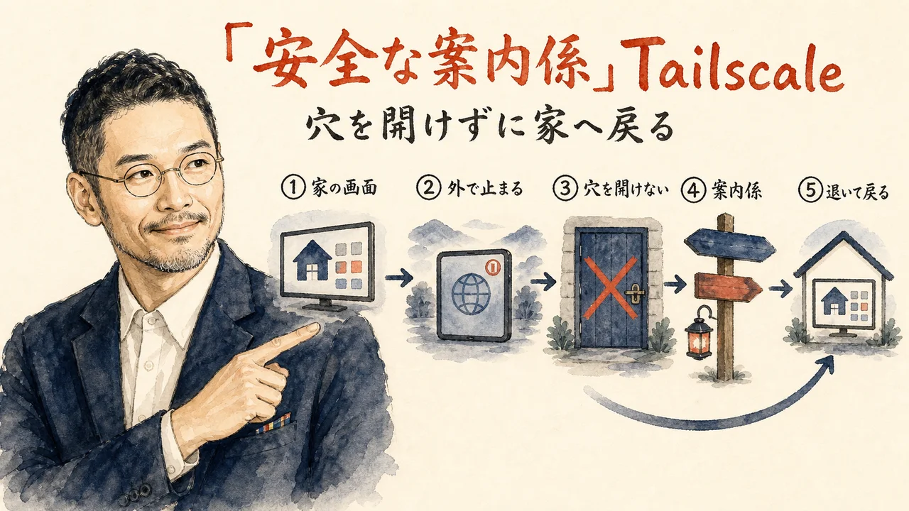 Tailscaleが案内係としてデバイス同士を引き合わせる仕組みの図解