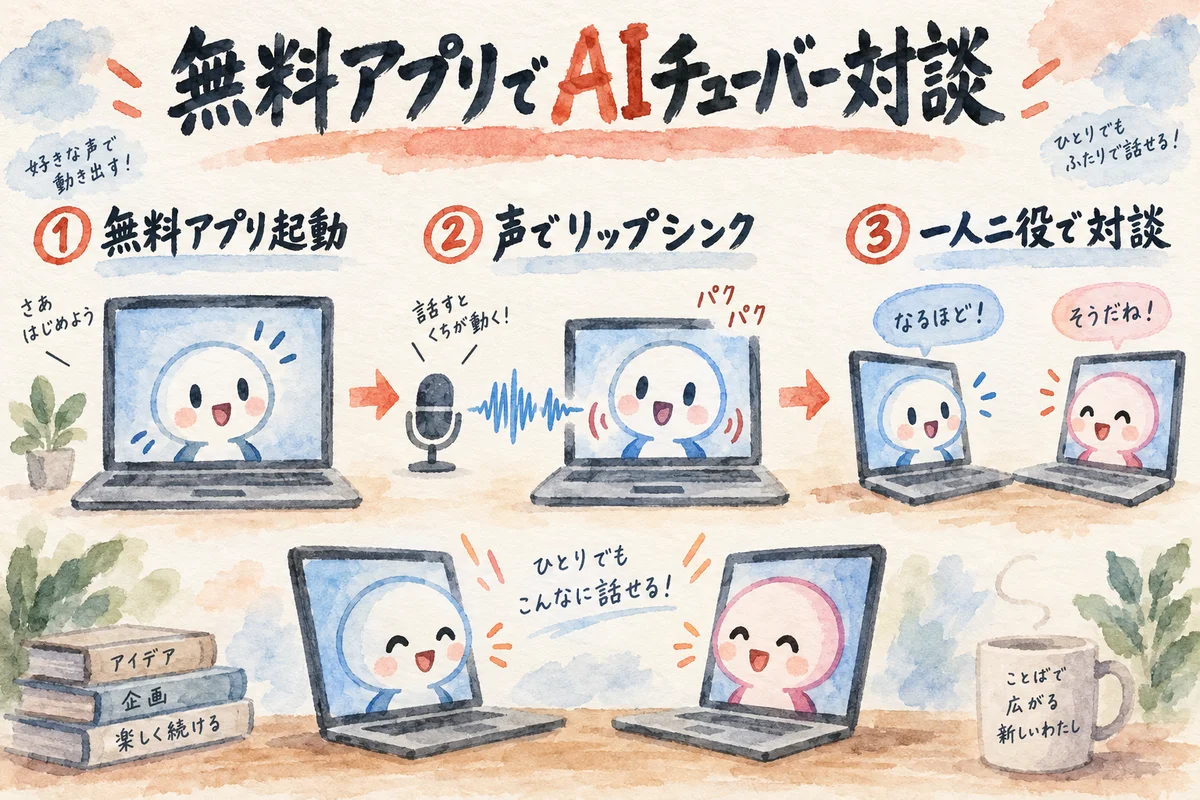 POPOPOのVTuber配信・GPT-Liveとの連携・OBSでの手動調整の3テーマ全体図解