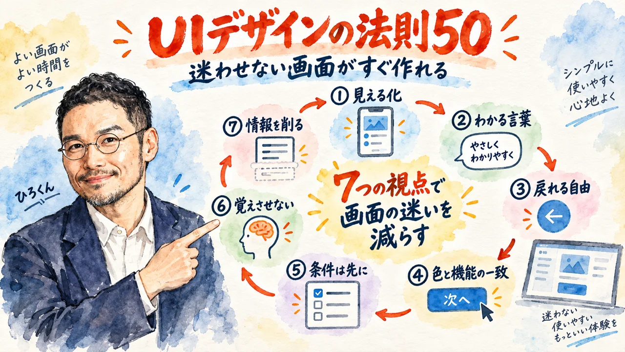 UIデザインの法則50から選んだ7つの改善ポイントの図解