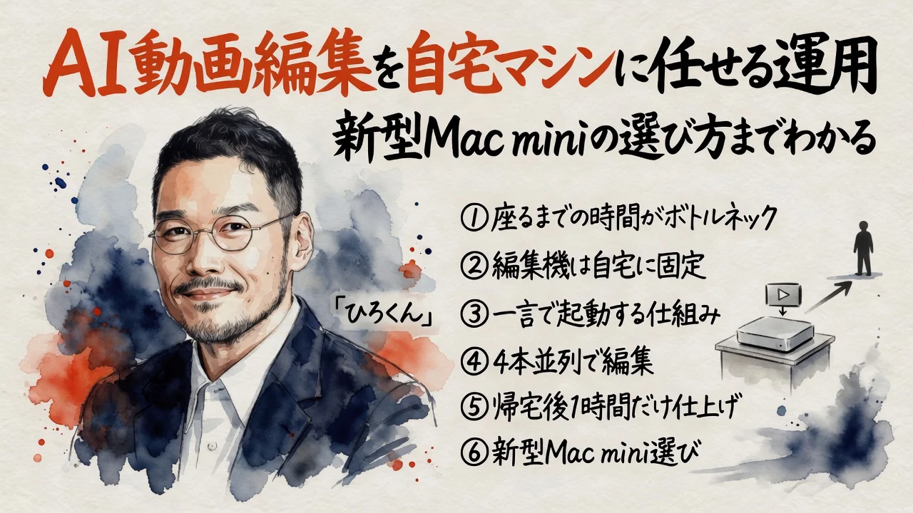 自宅のMac miniにAI動画編集を任せる運用の全体図解