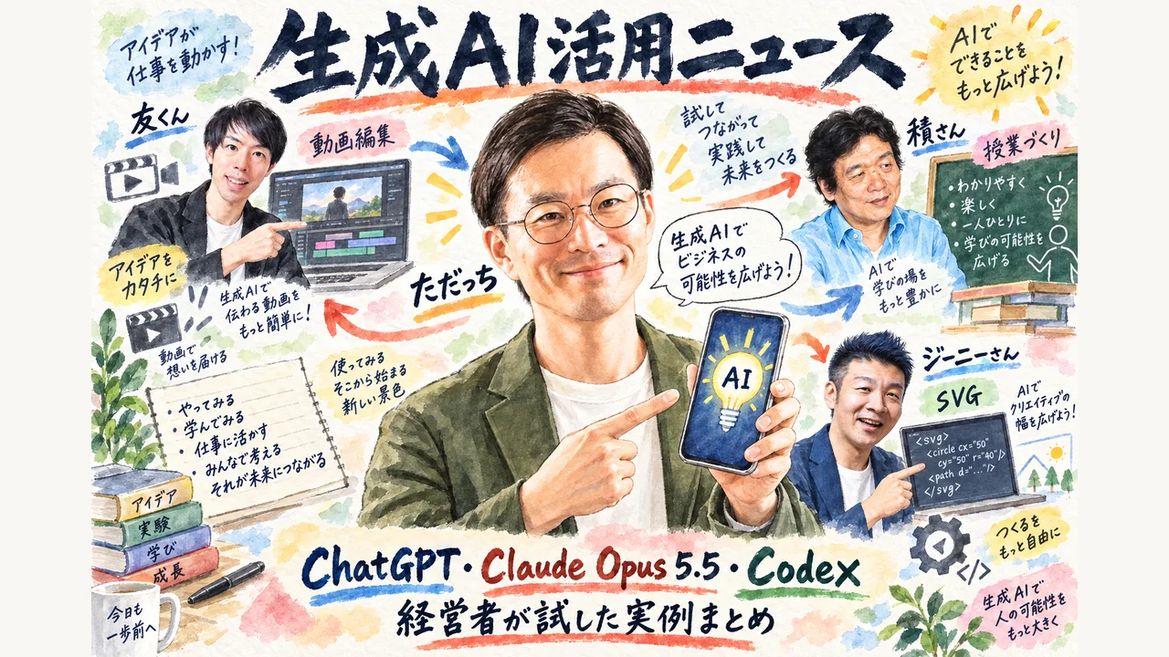 生成AI活用ニュース、ChatGPT・Claude Opus 5.5・Codexを経営者が試した実例まとめ - overview