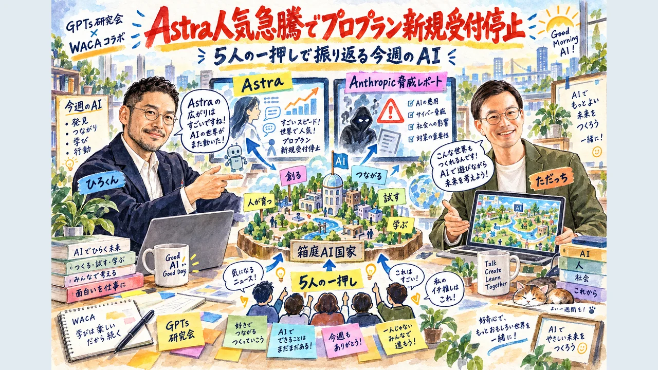 GPTs研究会とWACAの日曜LIVE、5人の一押しをまとめた全体図