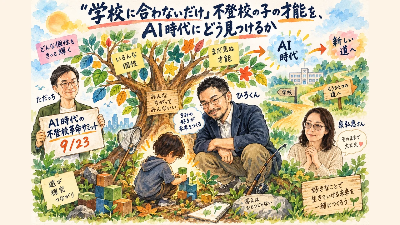 不登校の子の才能をAI時代にどう見つけるかを語るLIVE解説の図解