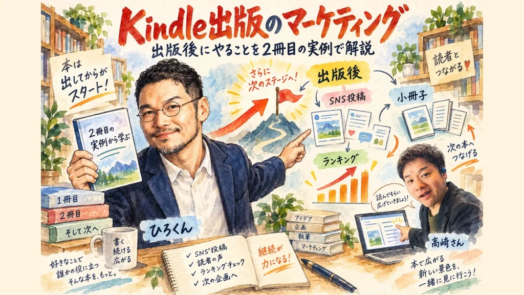 Kindle出版のマーケティング全体像を示すグラレコ図解