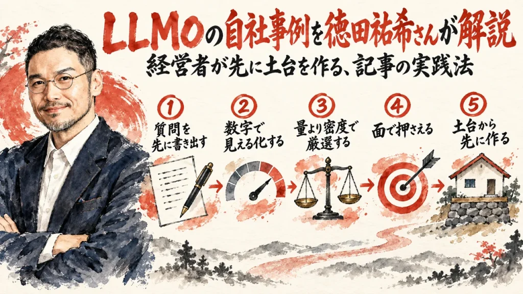 LLMOの自社事例を徳田祐希さんが解説 overview