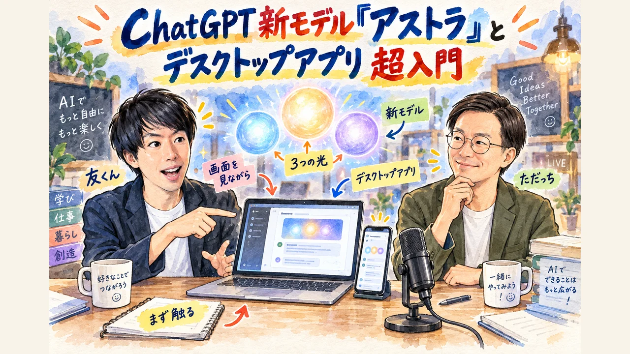 ChatGPT新モデル「アストラ」とデスクトップアプリ超入門 全体まとめグラレコ