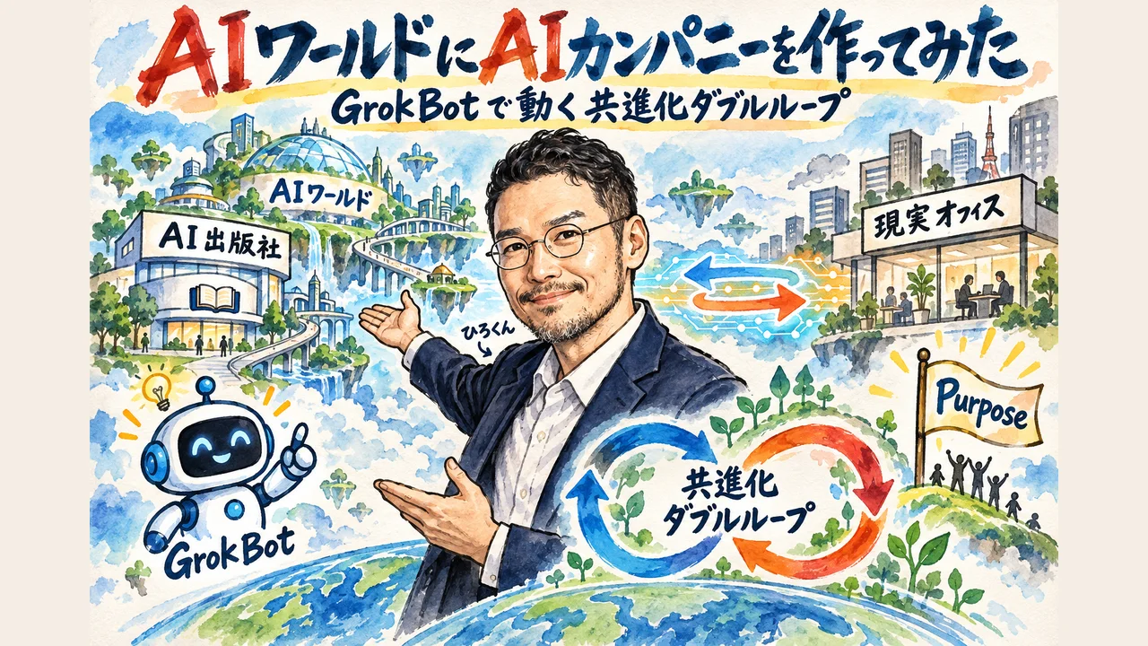 AIワールドにAIカンパニーを作る共進化ダブルループの図解