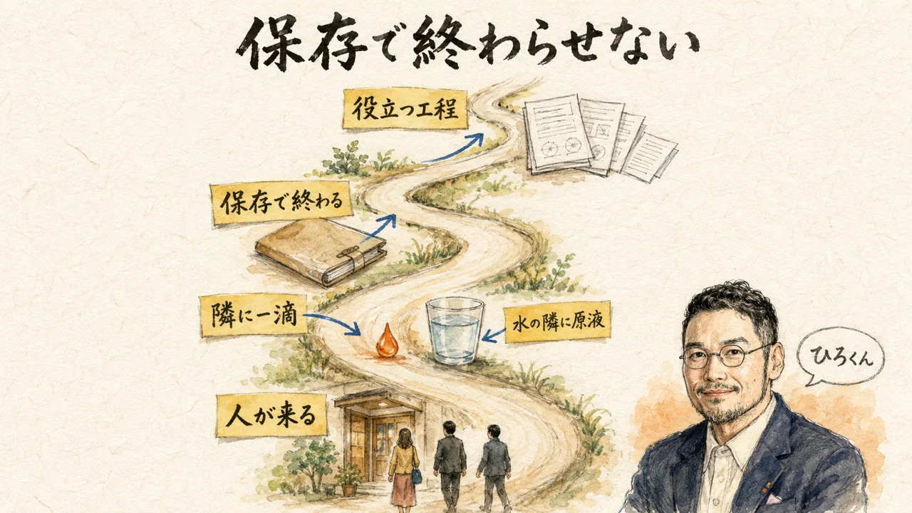 役立つ発信が保存で終わる全体図