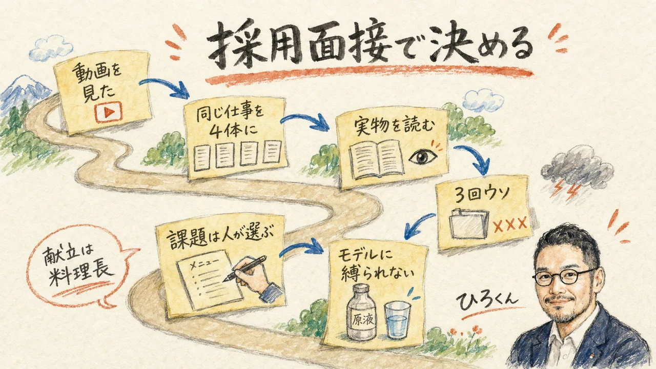AIに採用面接をさせて仕事を振る流れの全体図解