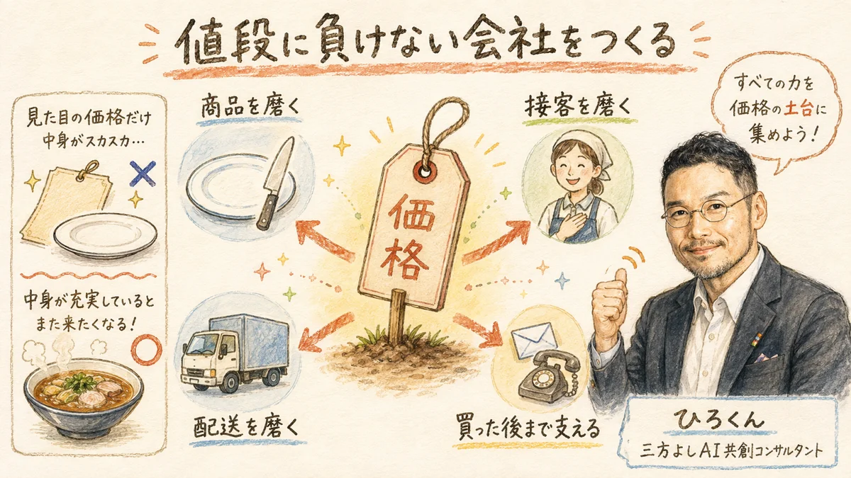 値段に負けない会社をつくる。先に立てた値札から商品・接客・配送・買った後が逆算される
