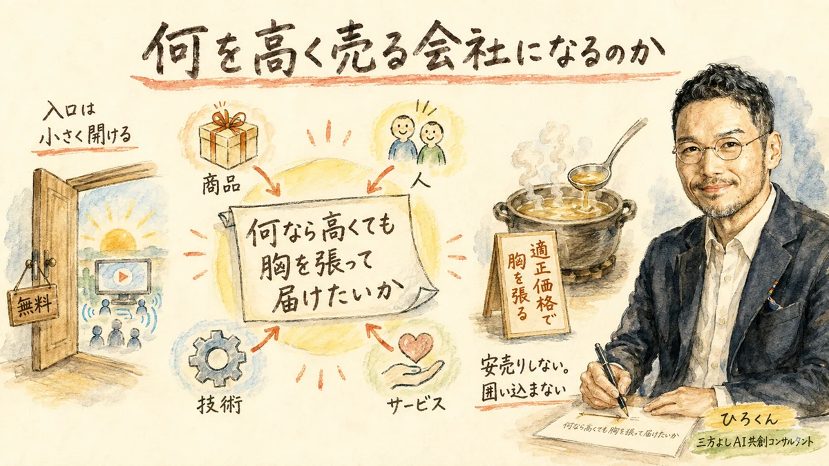 何を高く売る会社になるのか。一行を書き、商品・人・技術・サービスを集める