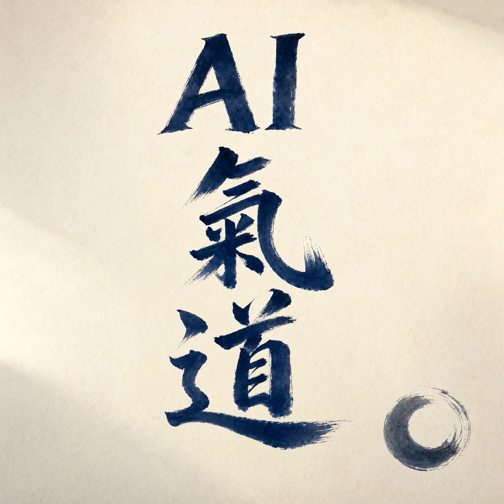 縦書きの「AI氣道」と円相を和紙に筆で書いたポスター