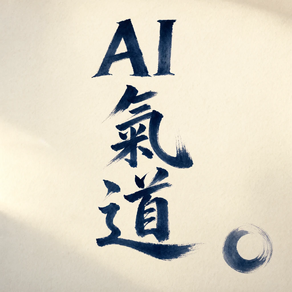 元の書はそのままに、左上から斜めに光の陰影が加わった「AI氣道」のポスター
