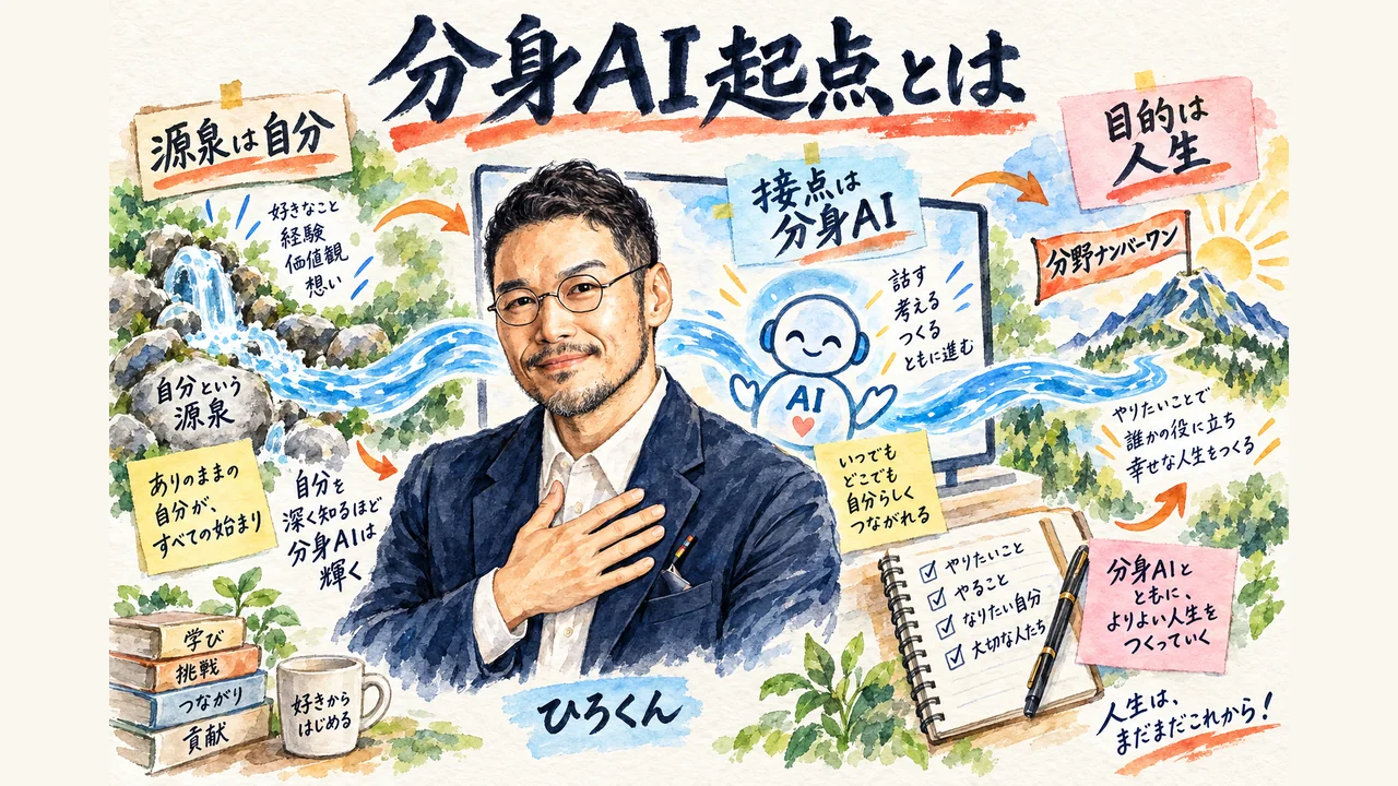 分身AI起点とは 源泉は自分・接点は分身AI・目的は人生