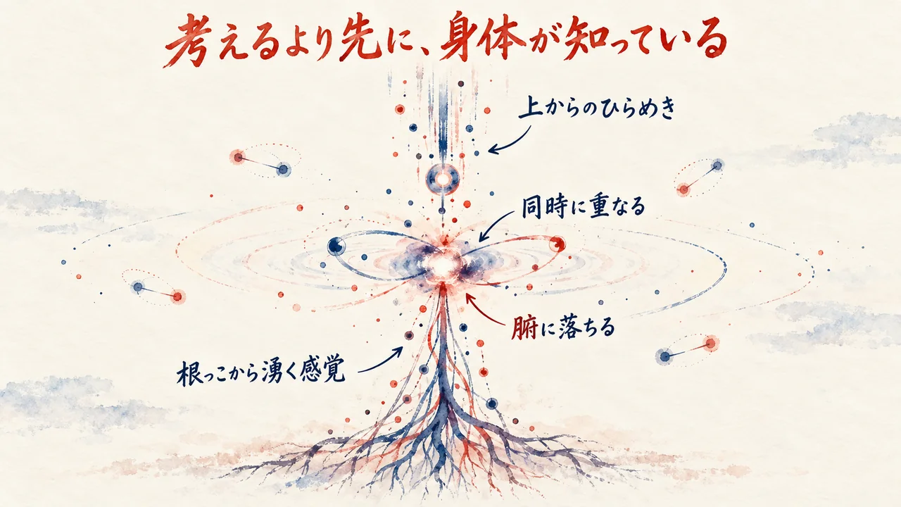 思考より先に身体が動く｜上からのスパークと内側から湧く感覚は同期する（図解）
