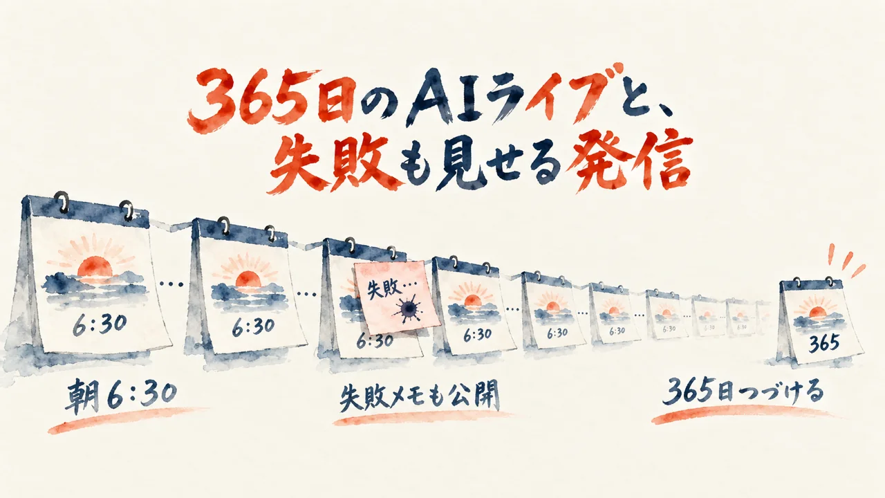 365日のAIライブとプロセスエコノミー｜鏡を毎日の習慣にする（図解）