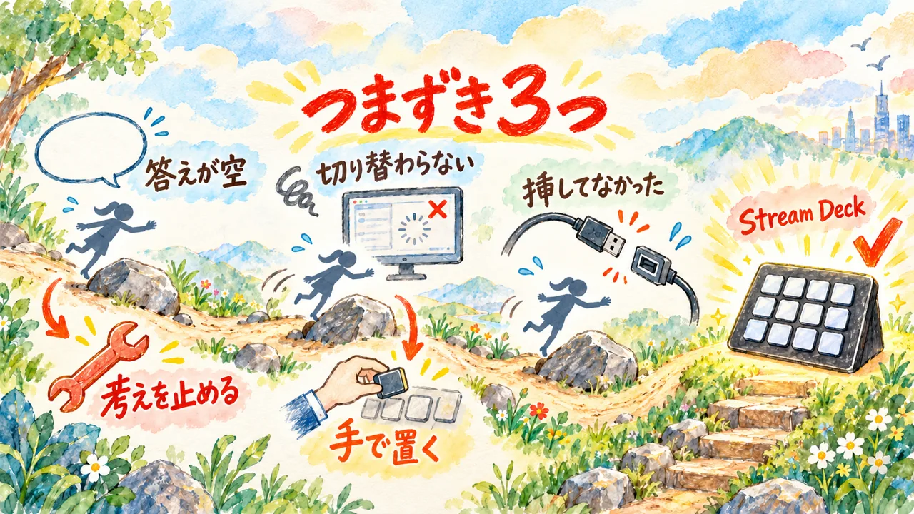 作る途中でつまずいた3つ。答えが空、切り替わらない、挿してなかった
