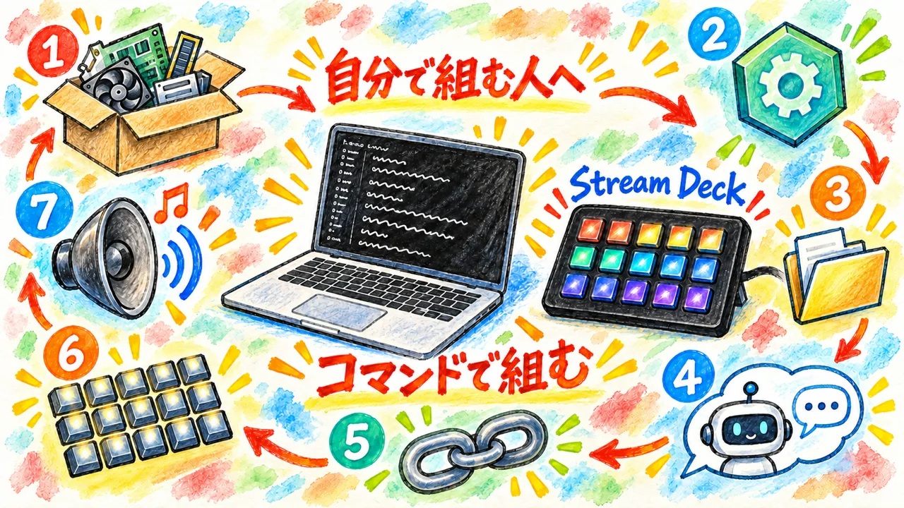 自分でコマンドを打って組む人向け、7つの手順の図解