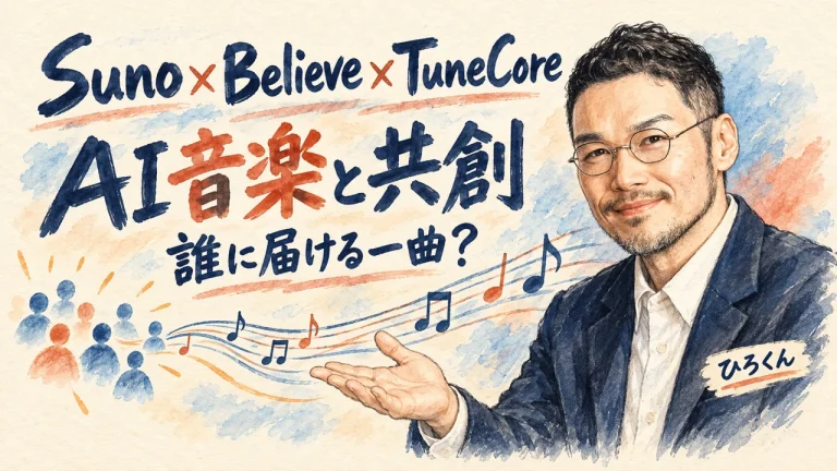 Suno・Believe・TuneCore提携を入口に、誰に届ける一曲かを考えるひろくん
