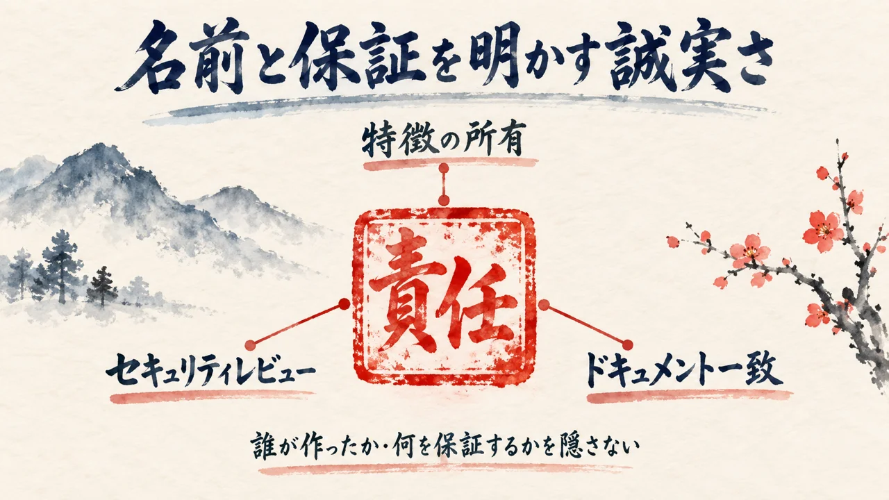 誰が作ったか・何を保証するかを隠さない誠実さを表す落款の図解