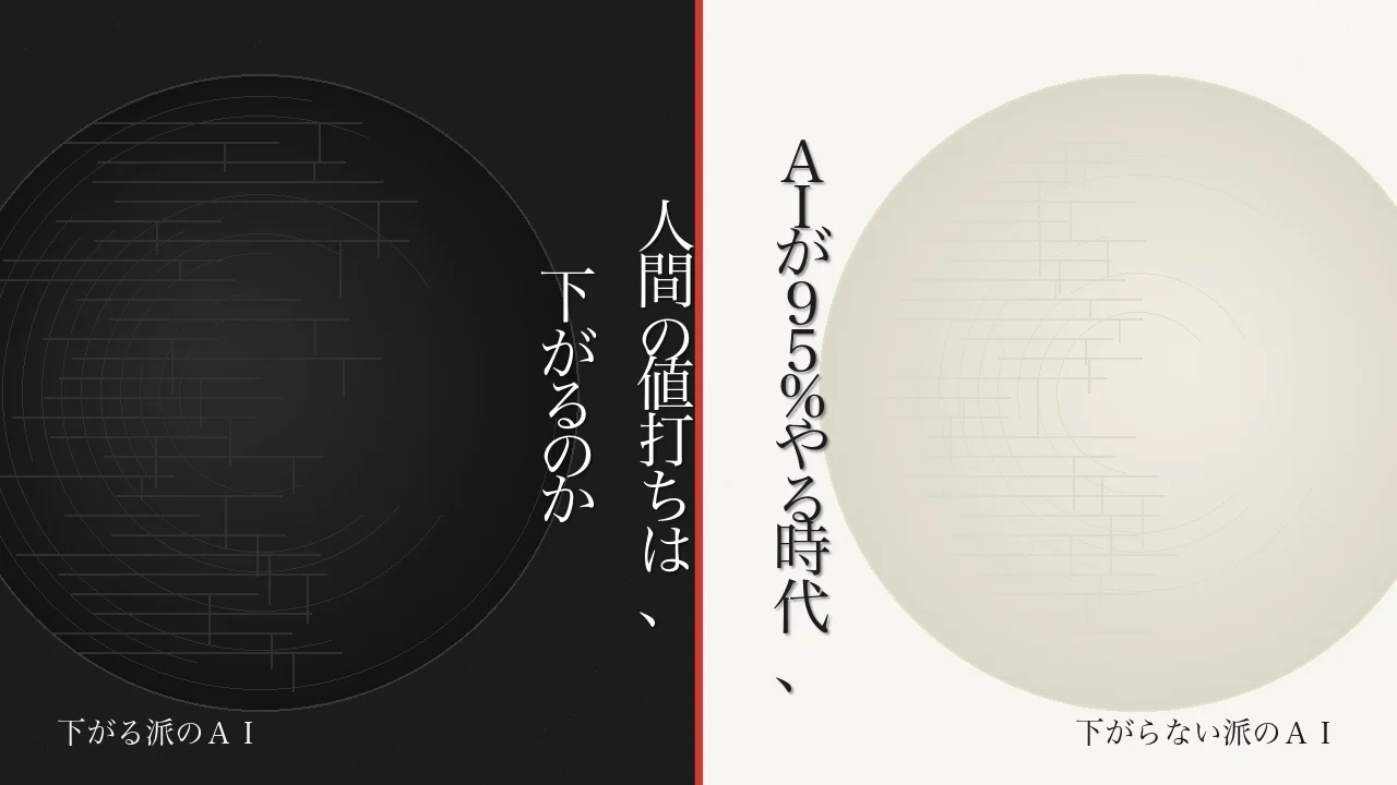 ＡＩが95%やる時代に人間の値打ちは下がるのかを討論する記事のアイキャッチ