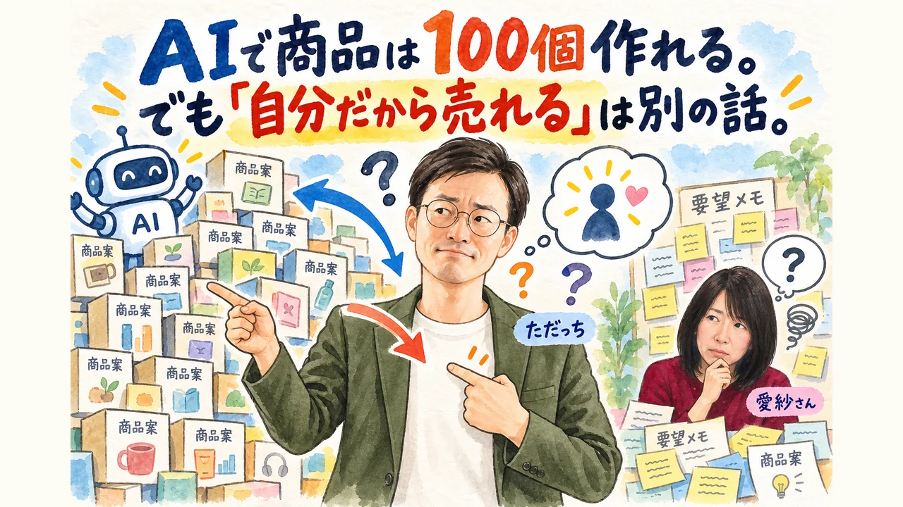 AIで商品は100個作れるが自分だから売れるかは別 図解