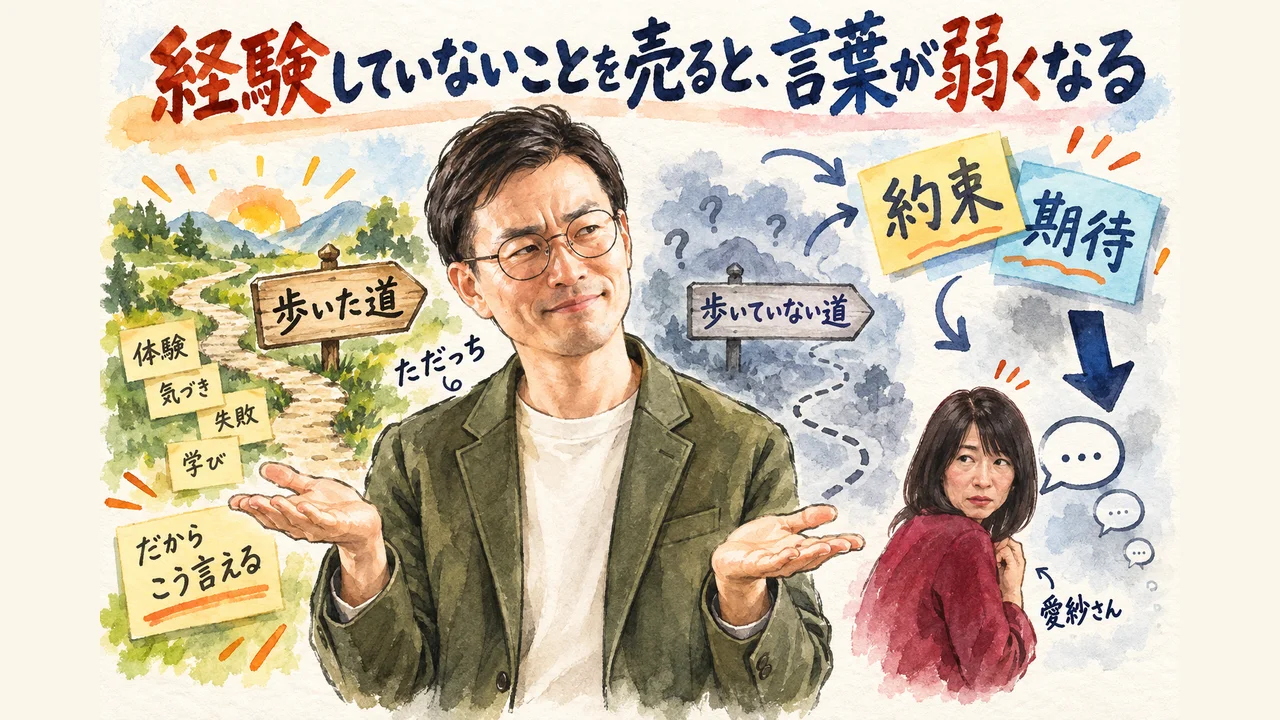 経験していないことを売ると言葉が弱くなる 図解