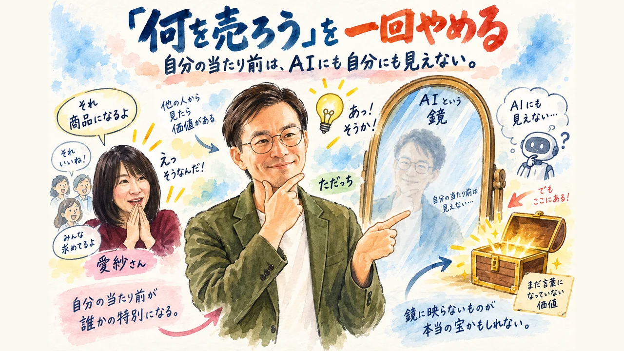 何を売ろうを一回やめる 自分の当たり前は自分にもAIにも見えない 図解