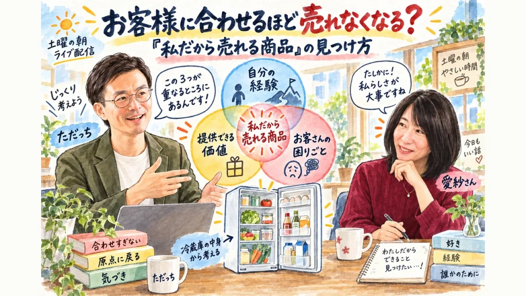 お客様に合わせるほど売れなくなる。「私だから売れる商品」は自分の当たり前の中にある 全体図解