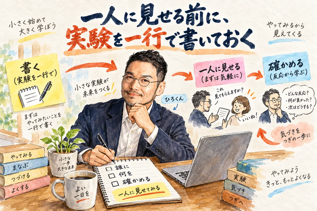 今週の小さな実験は、試す前に一行で書いておく