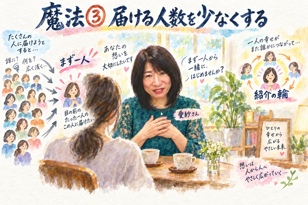 魔法③ 届ける人数を少なくする 知り合い1人のモニターから始める