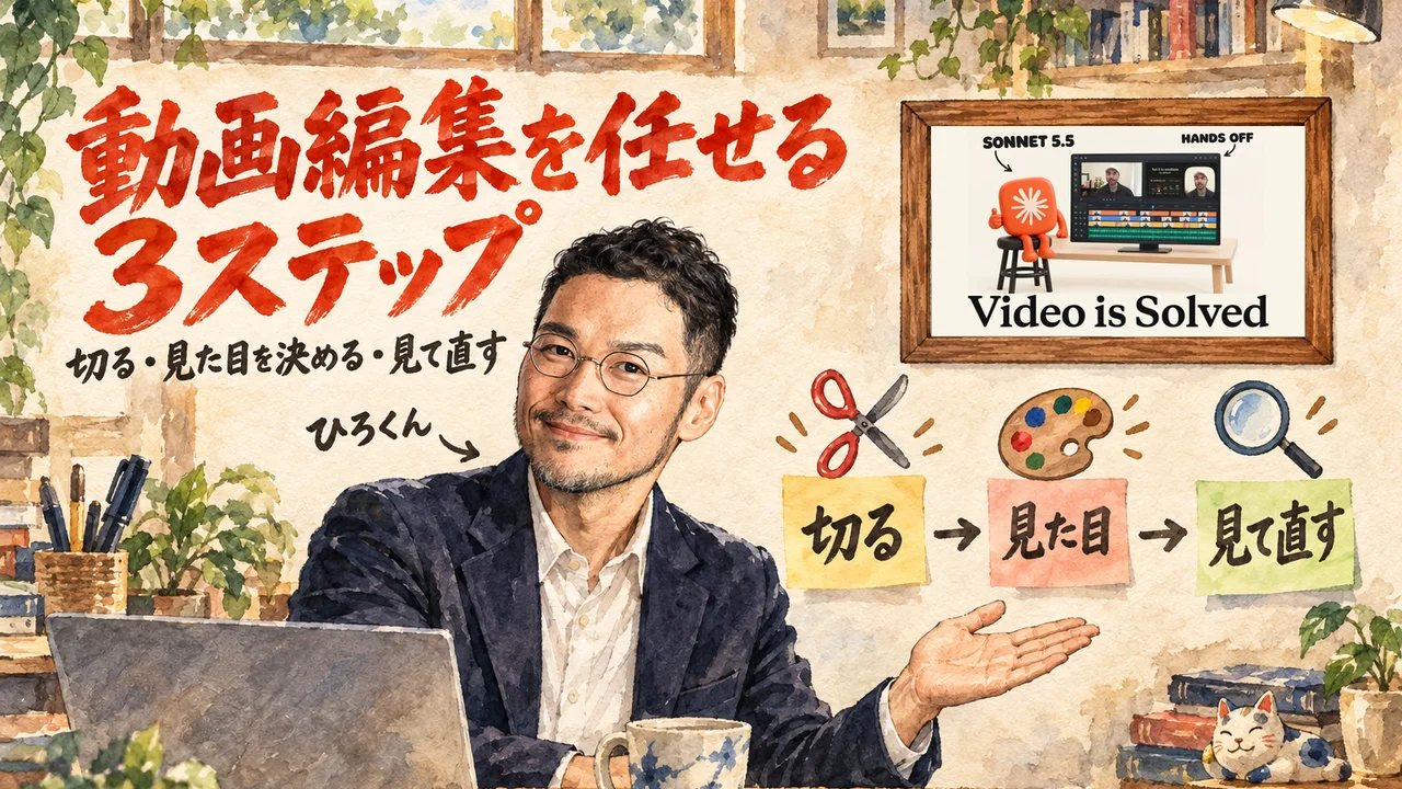 Sonnet 5.5に動画編集を任せる3ステップの図解