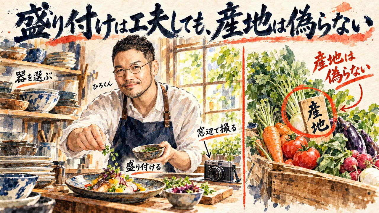 盛り付けは工夫しても、産地は偽らない