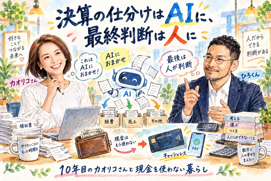 決算の仕分けはAIに、最終判断は人に｜10年目のカオリコさんとひろくんが現金を使わない暮らしを話す