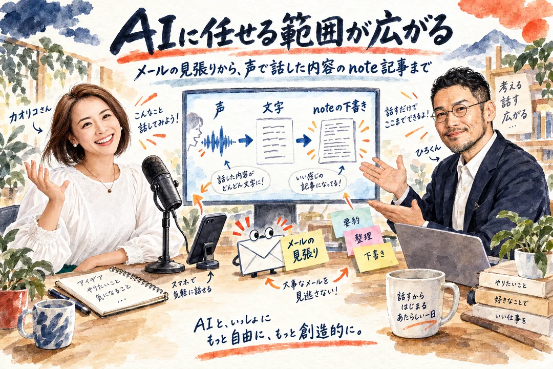 AIに任せる範囲が広がる｜メールの見張りから、声で話した内容のnote下書きまで