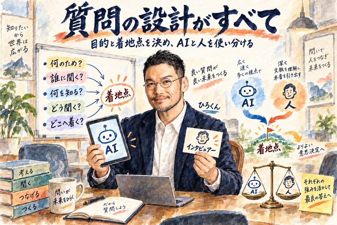 質問の設計は目的と着地点から｜AIのインタビューと人のインタビューを見比べて使い分ける