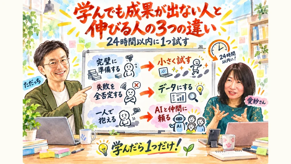 学んでも成果が出ない人と伸びる人の3つの違い|24時間以内に1つ試す