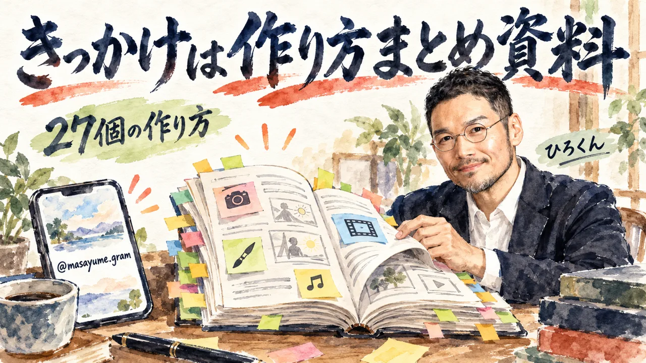 AI動画の作り方を27個まとめた資料をきっかけにしたことを描いた図解