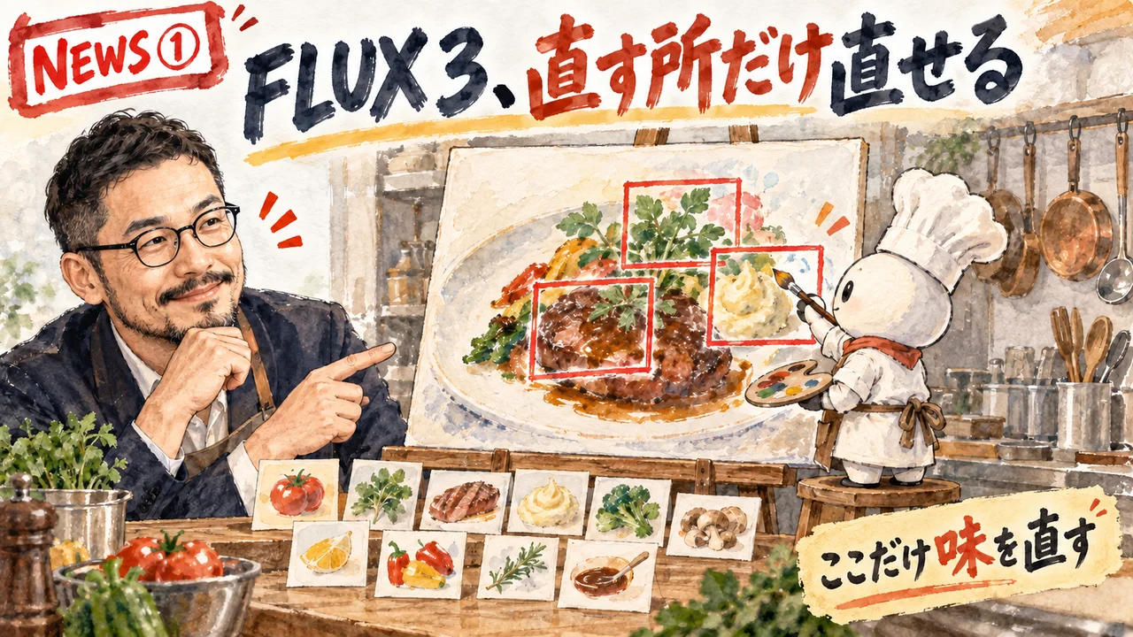 FLUX 3 Imageのニュースを解説するひろくんのグラレコ